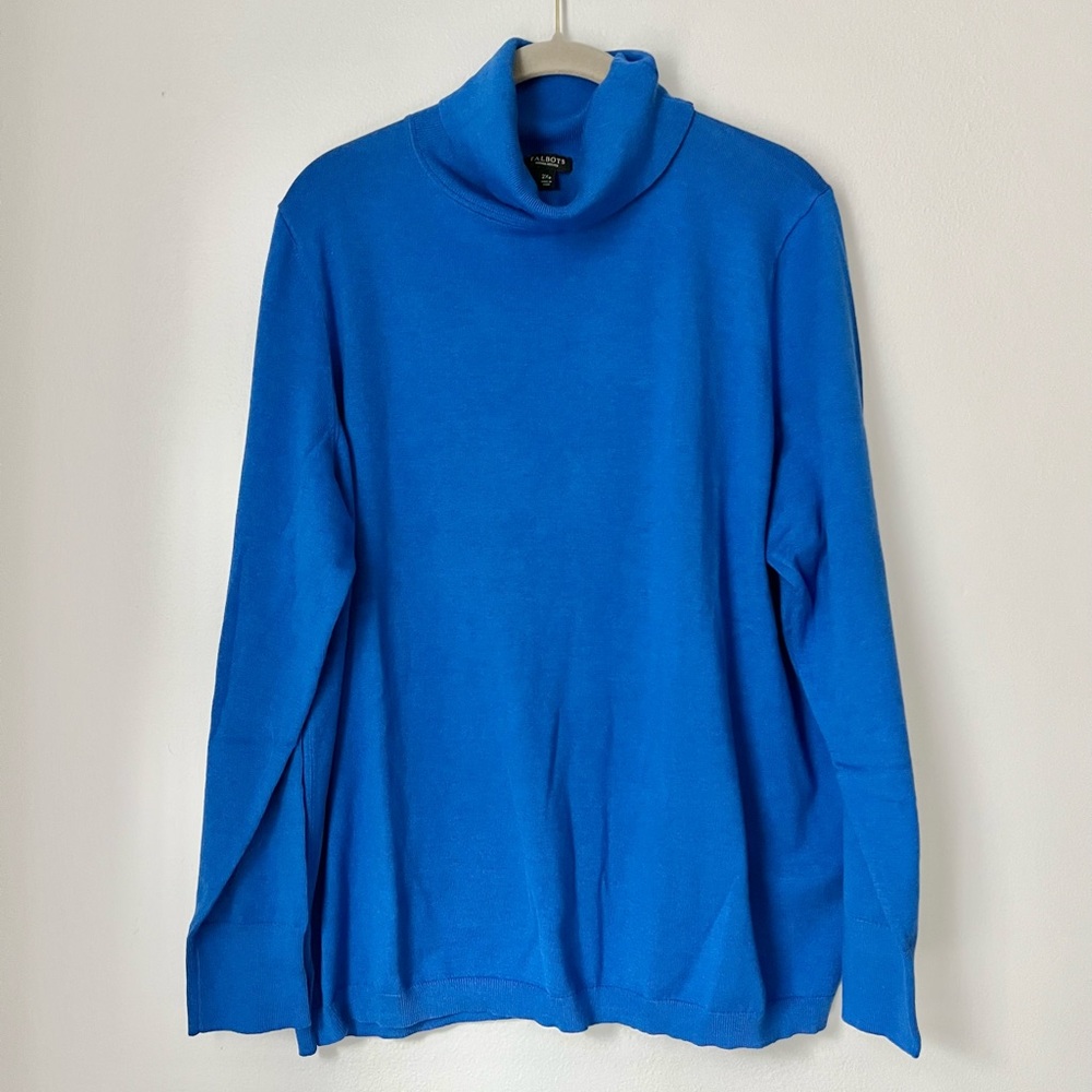 NWT Talbots Classic Royal Blue Turtleneck Sweater 2XL Petite Comfy Cotton Modal